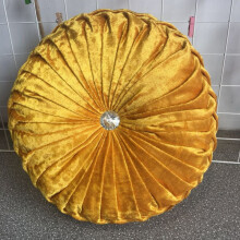 (Golden Yellow) Round Pumpkin Velvet Cushion Tatami Seat Sofa Pillow Couch Back Home Floor Pad