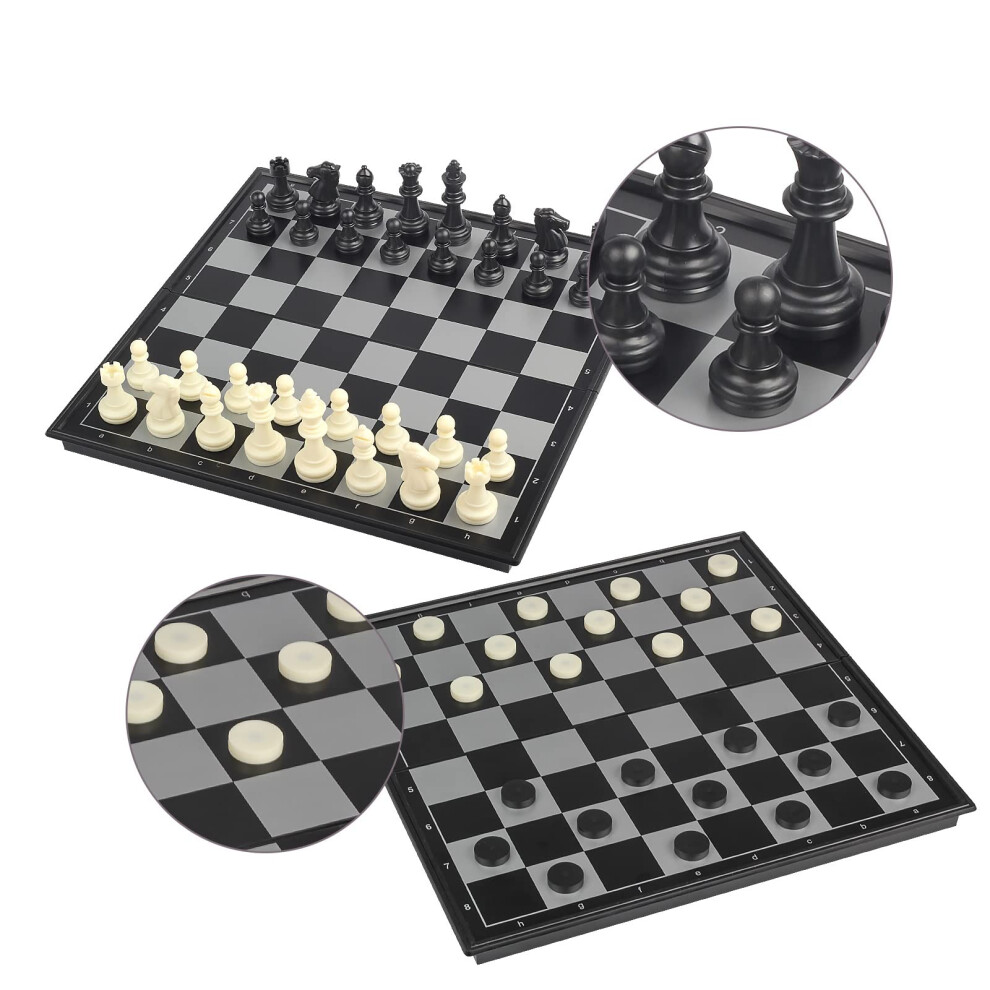 Foldable Magnetic Two-in-One Chessboard Playset Model CXYXQ-01 Size 20x20x2 cm Chess and Checkers-image-OPC-PJGHXRH-NEW