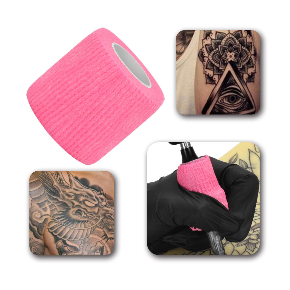 Pink 10Pcs Tattoo Machine Grip Covers Anti Slip Bandages For Tattoo Pen