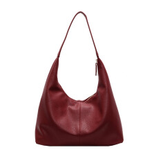 (Burgundy) Solid Urban Style Color Large Capacity Women Pu Leather Tote Bag For Autumn