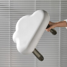 Kinderhocker Wolkenform, transparentes Oberteil, filigraner Kunststoffhocker, Geschenk, Heimdekoration, Weiß