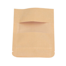 200 Stück Stand-Up-Beutel Kraftpapiertüte mit Reißverschluss wiederverschließbar 9x14cm mit Fenster für Lebensmittel Kaffee
