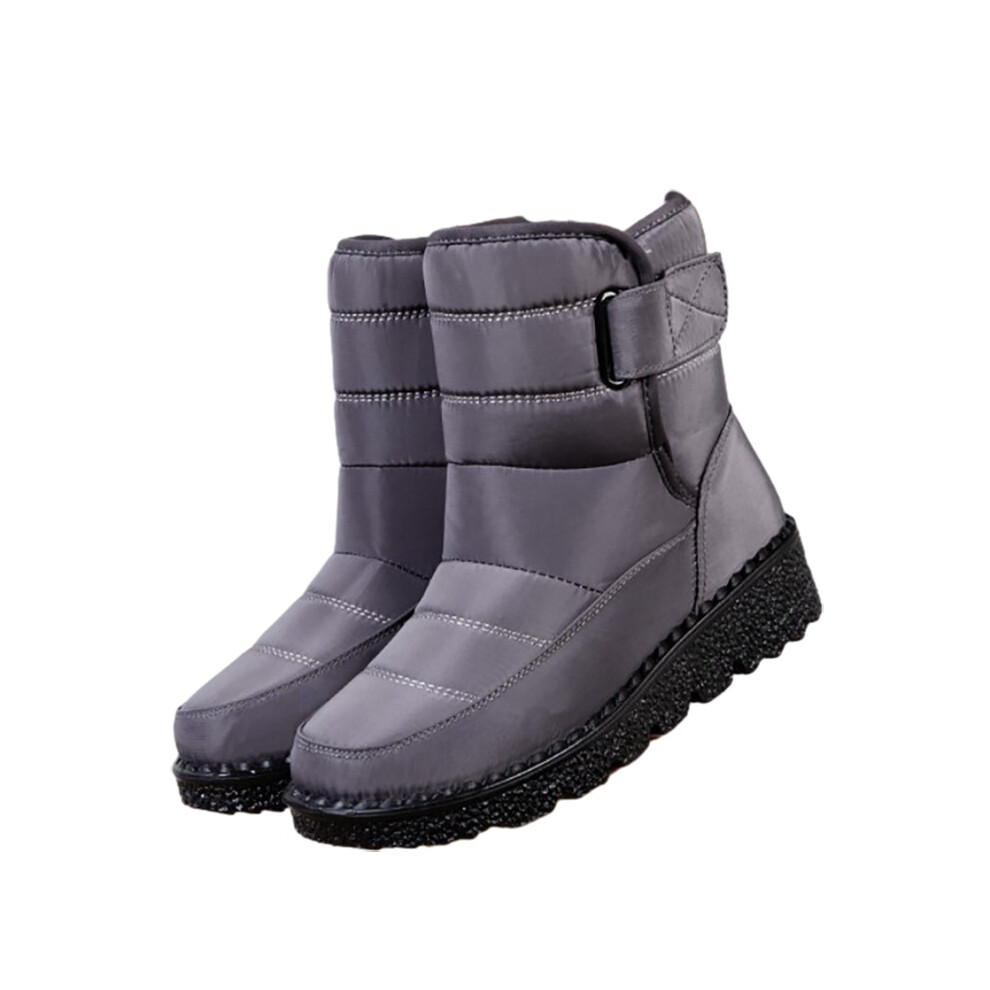 (Grey,37)Bottes de neige femme cheville hiver chaud doublé fourrure imperméable antidérapant chaussures