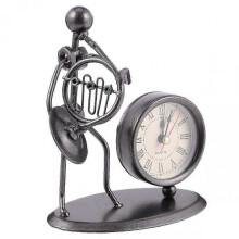 Vintage French Horn Desk Clock - Retro Bicycle & Musician Figurine Table Ornament for Home