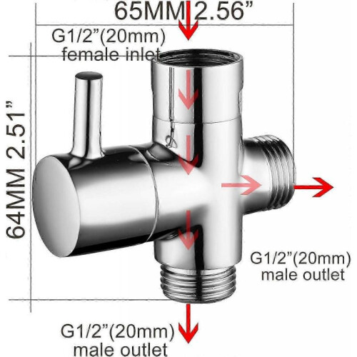 Solid Brass G1/2" 3-Way Shower Valve Hand Shower Universal Fitting Chrome Finish DSF007 Model 1