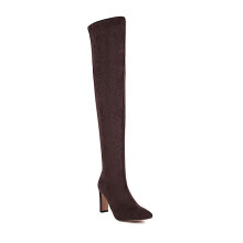 Thigh Boots 9 Cm Heel, Pointed Toe, Elastic Overknee, Brown EU 39, Cross Dressing, Large Size