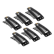 100pcs 38mm Black Hair Extension Clips, 10 Teeth Wig Clips for DIY & Salon