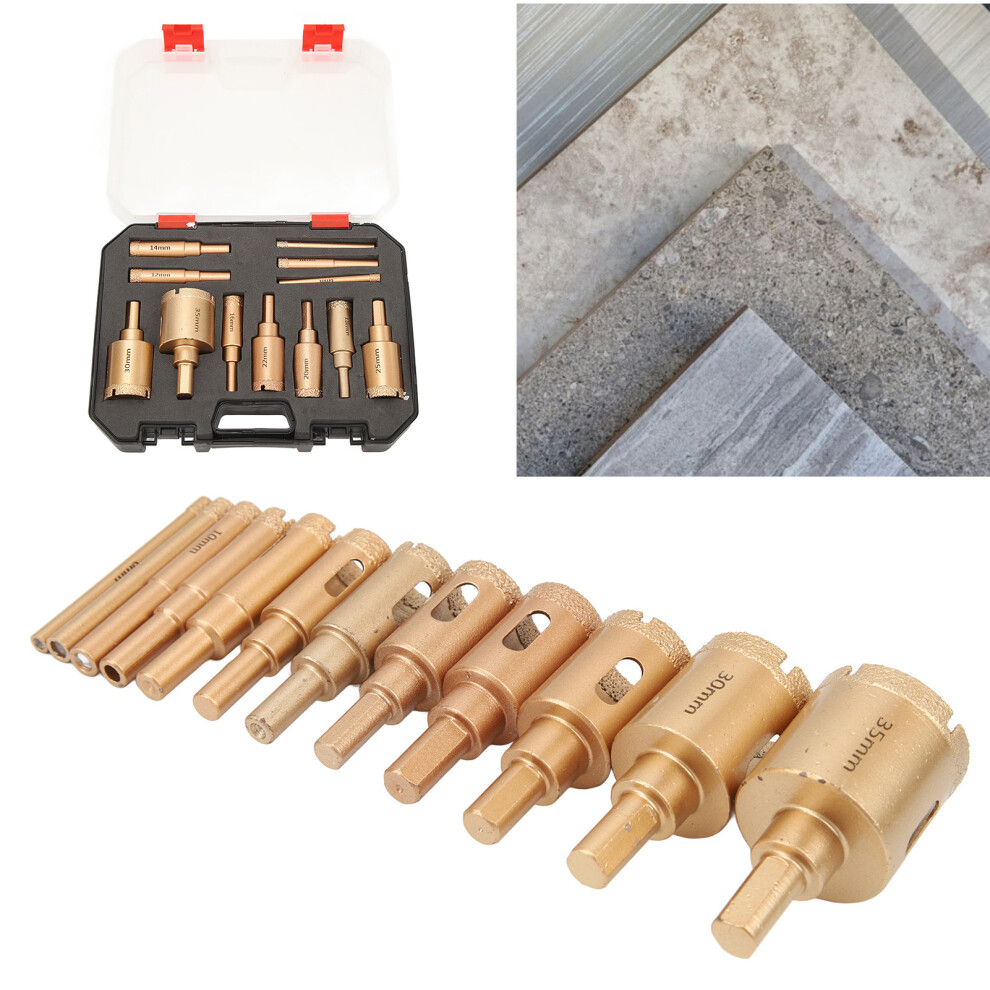 12Pcs Stone Drill Bit Set For Marble, Granite, Ceramic Tiles 6-35Mm 8341337785935