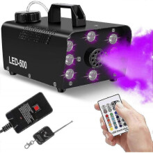 Remote Control Smoke Machine with LED Effects - 500W High-Power (2000-4000CFM) for Parties & Events