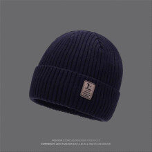 (Navy)Cappello berretto lavorato a maglia spesso invernale caldo unisex berretto antivento regalo colore tinta unita