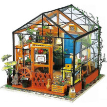 DIY Miniature Dollhouse Furniture Kit with LED Greenhouse - Wooden Craft Gift for Birthdays