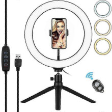 18” Ring Light with Tripod & Phone Holder - Dimmable LED Desk Light for Makeup, Videos & Live Streaming