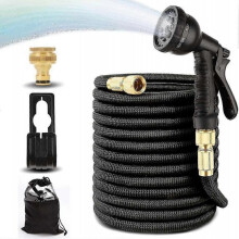 30M Expandable Garden Hose with 8 Spray Patterns - Flexible Water Hose for Irrigation & Cleaning (Black)