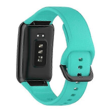 for Textured Silicone Replacement Band for Oppo Watch Free - Cyan with Black Buckle