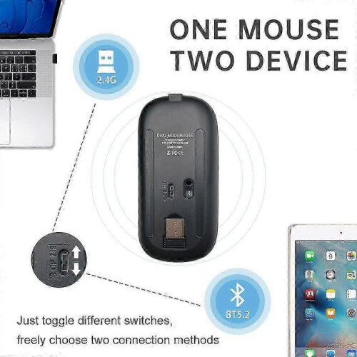 Bluetooth LED Wireless Mouse - Rechargeable Dual-Mode Silent Computer Mouse 1
