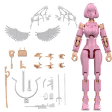 Actionfiguren-Bausteine Movable Action Figure Block-Building Kit, Fully Poseable Model Set For Kids And Adults, Pink
