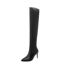 Over The Knee Boots, 8 Cm Heel, Pointed Toe, Stiletto Heel, Leather, Black, Size 35 EU, Pole Dance Boots