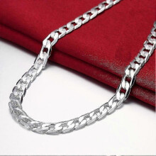 925 Sterling Silver Necklace for Men - 20 Inch 8mm Cuban Chain with Lobster Clasp (Hypoallergenic)_JA