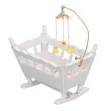 1:12 Puppenhaus Babybett Puppenhausdekoration Hochsimulierter Miniatur-Holzbetten für Babys und Kleinkinder