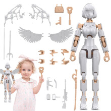 Voll bewegliche Actionfigur Multi-Jointed Action Figure Set, Articulated, Building-Block Compatible, White, Kids