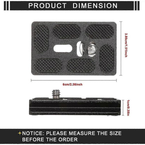 2x Quick Release Camera Plate with 1/4" Screw - Universal Tripod Mount for DSLR/Video Stabilizers 1