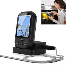 Wireless Digital Meat Thermometer Remote Bbq Kitchen Cooking for Oven Grill Smoker with Timer_m24