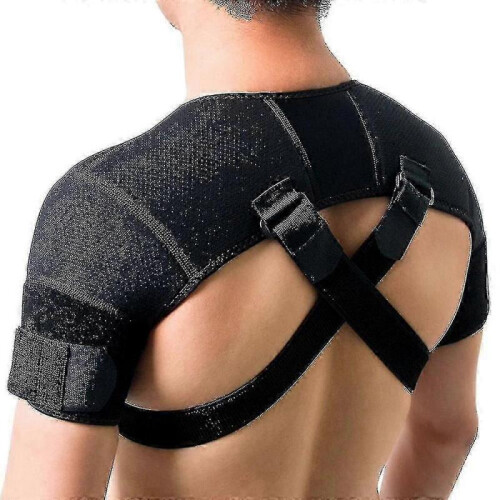 (L)Kuangmi Adjustable Shoulder Support Brace - Dual Compression Band for Back Pain Relief & Posture Correction 1