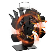 6-Blade Heat-Powered Wood Stove Fan 87C Quiet Startup for Fireplace, Pellet Stove & Home Heating