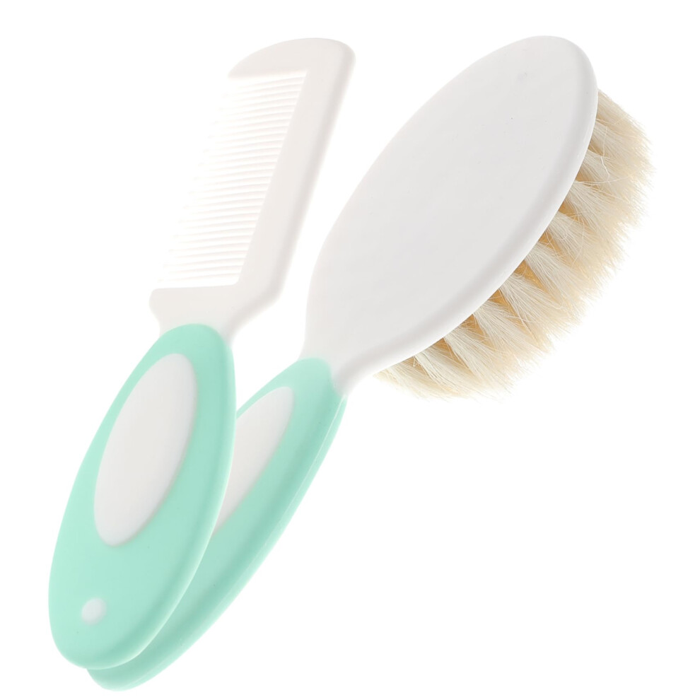Soft Baby Brush For Scalp Care Wool Shampoo Brush For Girls Blue Comb Included