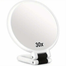 (White)2025 new30x Magnifying Travel Mirror - Dual-Sided Handheld Compact Mirror with Handle
