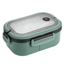 (Green) Bento Lunch Box with 2 Layers Outdoor Picnic Fruit Food Container for School Office