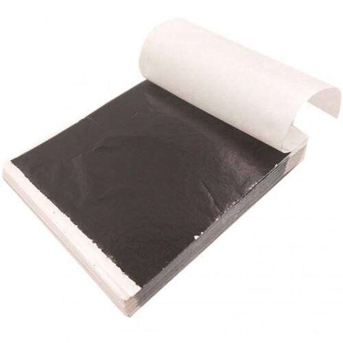 (Black) 100 Sheets Imitation Gold Foil Paper Decorative Gold Foil Sheets for Bronzing 1