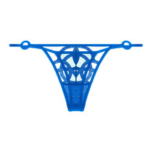 Bra Set For Women Underwear Criss Cross Back French Lingerie Embroidered Mesh Ruched Cups XL Blue