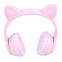Purple Bluetooth Cat Ear Headset 40mm Stereo Mic Line-in 10m