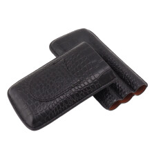 Leder-Humidor-Etui für 3 Zigarren, tragbar