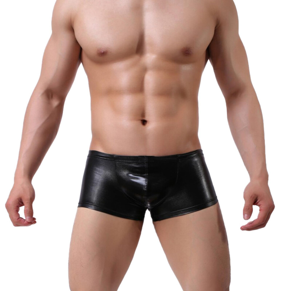 Black Erotic Boxer Shorts For Men Wetlook Latex Trousers Patent Look Xl Leather Shorts Briefs