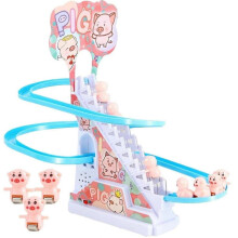 Animals Climbing Stairs Toys Electrical Assembly Track Slide Children's Educational Animals Climbing Stairs Toy Piglet Penguin Slide Rollercoaster Toy