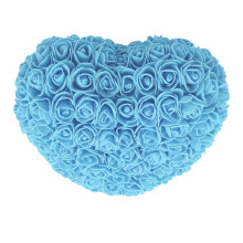 Handcrafted Blue Fake Rose Heart with String Light, 110mAh Battery