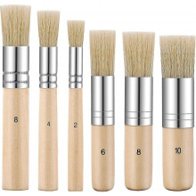 6 Pieces Wooden Stencil Brushes Pure Natural Bristle Template Paint Brushes Painting Bristle Brushes for Acrylic Oil Watercolor Art Painting Stencil P