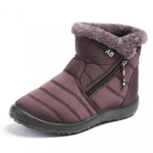 (Brown, 39) Boots For Women Fluffy Thick Fleece Lined Snow Boots Warm Ankle Boots With Zipper