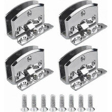 Zinc Alloy Glass Door Hinges with Screws - 4 Pack Wall Mount Connectors for Glass Panels