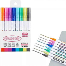 (12-color set)Dreamy Sparkle Dual-Line Contour Pen, Colouring Lightstick Graffiti Highlighter