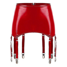 (S,Red)Womens Ladies Patent Leather Garters With Metal Clips Suspender Belt Clubwear Stage Performance Rave