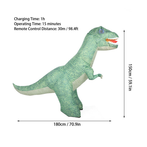 Inflatable Dinosaur Toy Car 180cm Remote Control, 2.4GHz 1