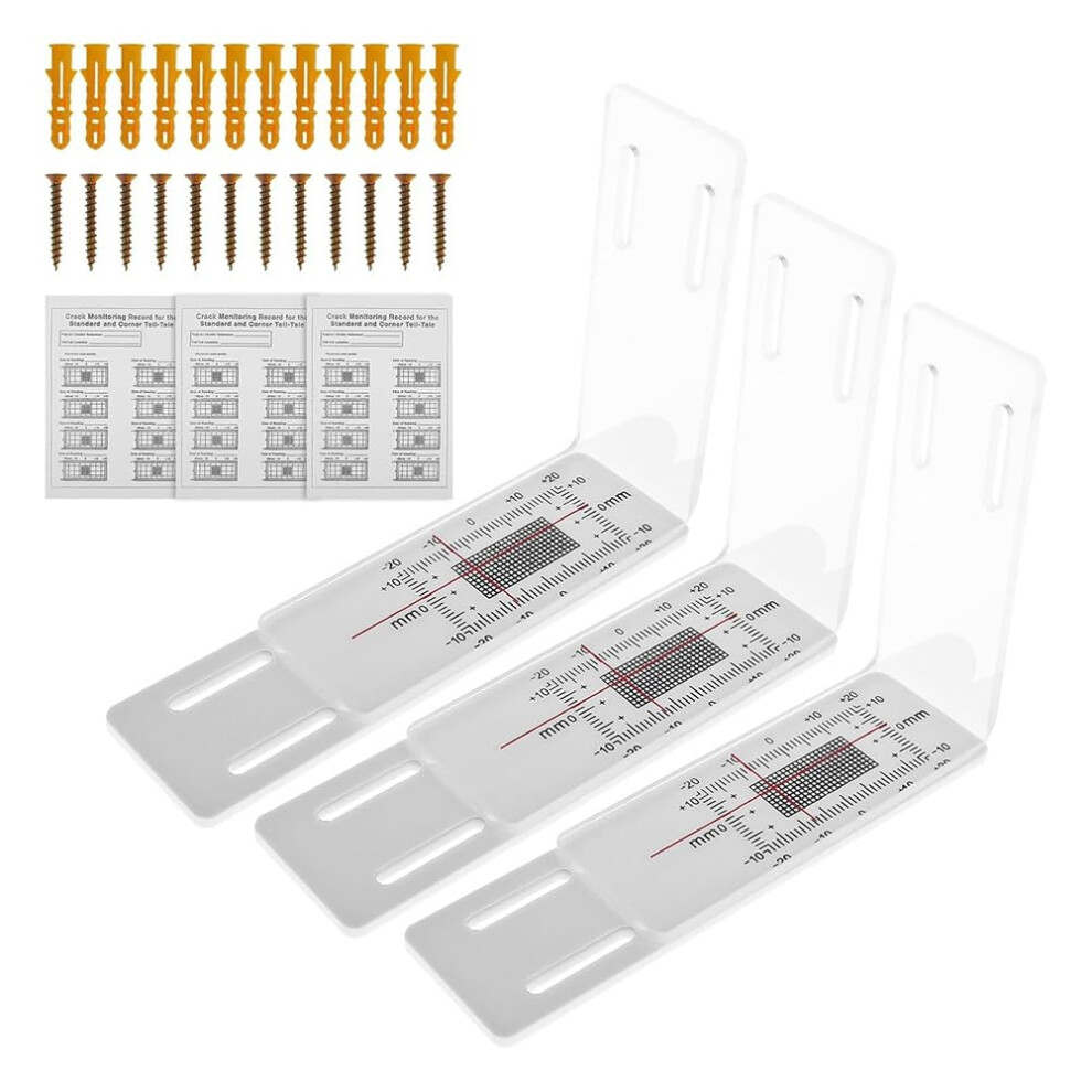 Crack Monitor 3-Pack For Concrete Cracks, Corner Damage Crack Monitor For Standard And Corner Cracks 6947110944708