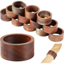 12 Pieces Acacia Wood Napkin Rings Dining Table Napkin Holder Decorative Holiday Napkin Rings for Thanksgiving Christmas Table Decoration