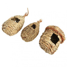 3Pcs Hummingbird House Small Grass Hanging Hand Woven Hummingbird House for Pearl Bird Munia Hummingbird