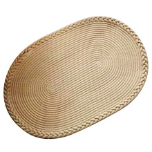 Hand Woven Oval Beige Polyester Bedroom Rug 500g Floor Mat