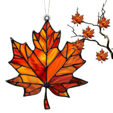 Maple Leaf Ornament Stained Acrylic Red, Window Hanging Decor, Autumn Leaves Wall Decoration, Maple Leaf Pendant