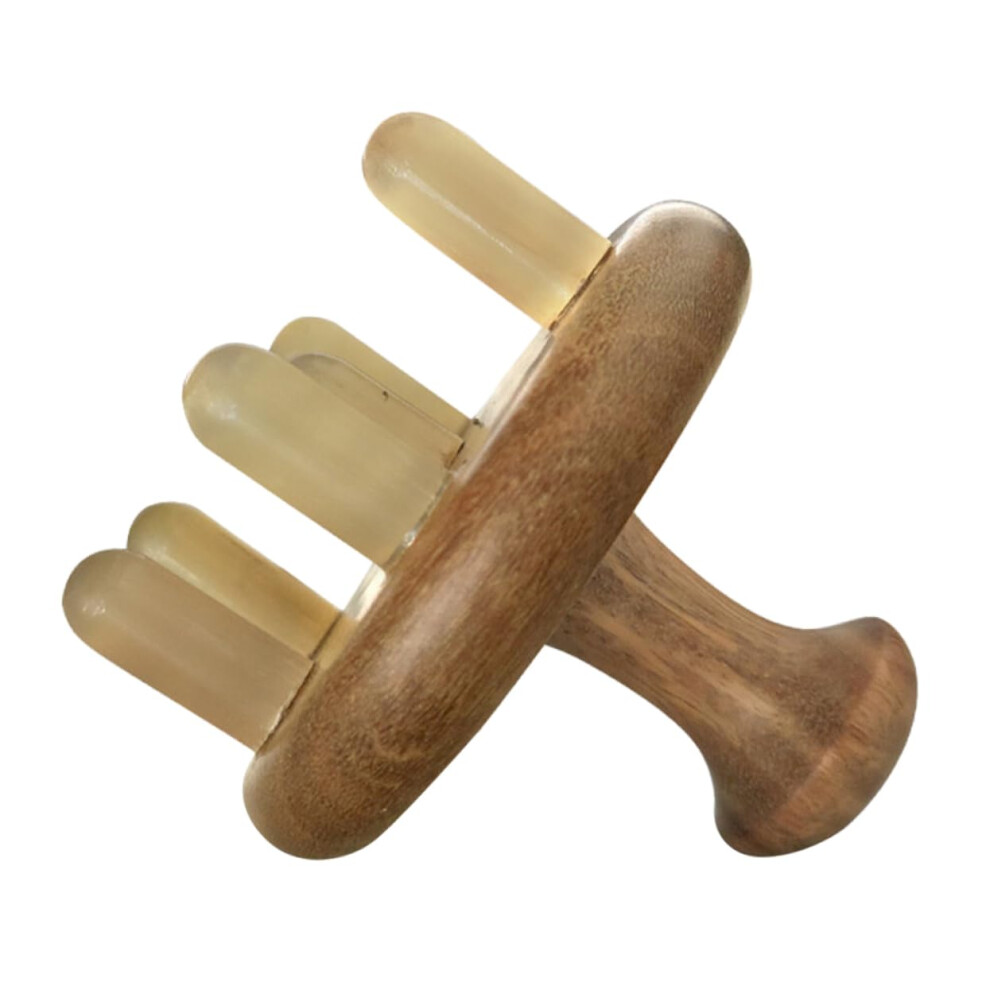 Women's Light/Brown Massagekamm Made Of Horn Scalp Stimulation Device Head Massage Comb For Hair Growth